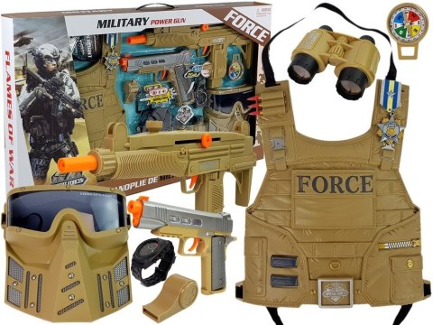 Zestaw Wojskowy Broń Maska Lornetka Kamizelka Kompas LEAN Toys Zestaw Wojskowy Broń Maska Lornetka Kamizelka Kompas LEAN Toys