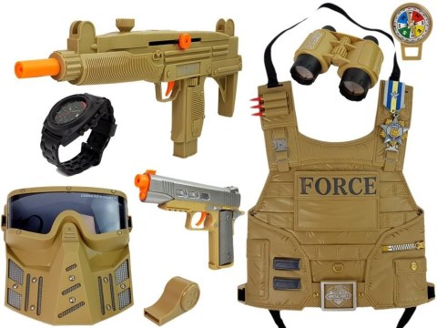 Zestaw Wojskowy Broń Maska Lornetka Kamizelka Kompas LEAN Toys Zestaw Wojskowy Broń Maska Lornetka Kamizelka Kompas LEAN Toys