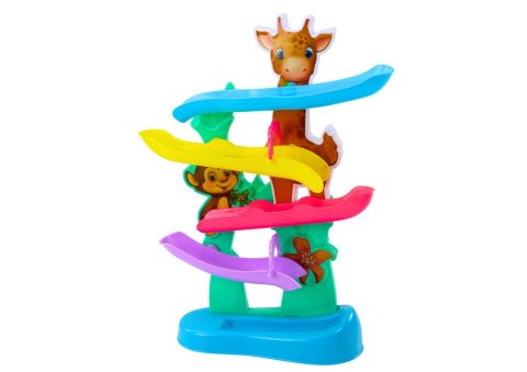 Zjeżdżalnia Dla Kulek Żyrafa Małpka Dźwięki Kolorowa LEAN Toys Zjeżdżalnia Dla Kulek Żyrafa Małpka Dźwięki Kolorowa LEAN Toys