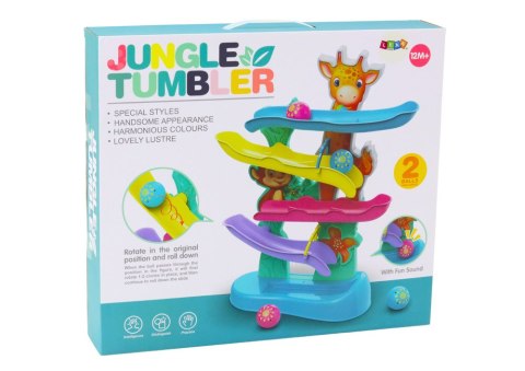 Zjeżdżalnia Dla Kulek Żyrafa Małpka Dźwięki Kolorowa LEAN Toys Zjeżdżalnia Dla Kulek Żyrafa Małpka Dźwięki Kolorowa LEAN Toys