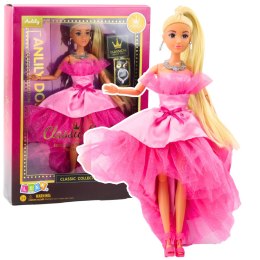 Lalka Anlily Brokatowa Suknia Balowa Różowa Ruchome Kończyny Blond Włosy LEAN Toys