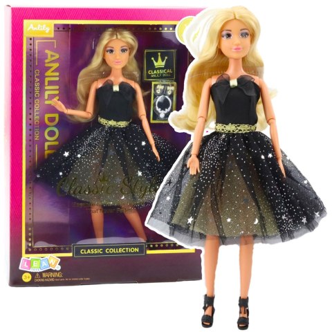Lalka Anlily Suknia Balowa Czarno Złota Ruchome Kończyny Blond Włosy LEAN Toys Lalka Anlily Suknia Balowa Czarno Złota Ruchome Kończyny Blond Włosy LEAN Toys