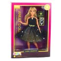 Lalka Anlily Suknia Balowa Czarno Złota Ruchome Kończyny Blond Włosy LEAN Toys