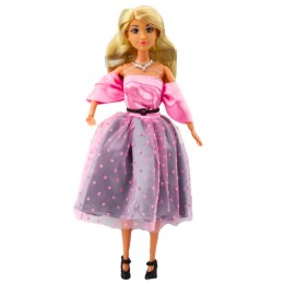 Lalka Anlily Suknia Balowa Jasnoróżowa W Kropki Ruchome Kończyny Blond LEAN Toys