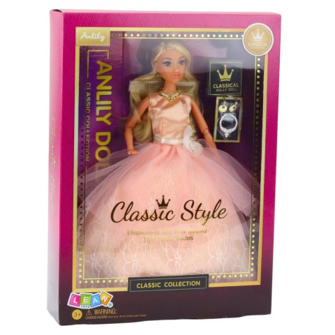 Lalka Anlily Suknia Balowa Pudrowy Róż Ruchome Kończyny Blond Włosy LEAN Toys Lalka Anlily Suknia Balowa Pudrowy Róż Ruchome Kończyny Blond Włosy LEAN Toys