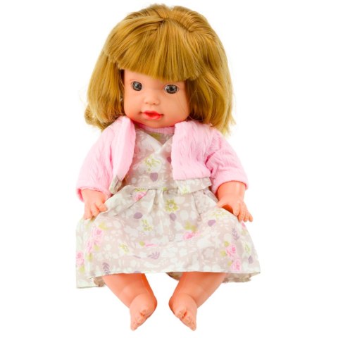 Lalka Bobas Z Butelką Do Karmienia Sukienka Pudrowy Róż Dźwięki 30cm LEAN Toys Lalka Bobas Z Butelką Do Karmienia Sukienka Pudrowy Róż Dźwięki 30cm LEAN Toys