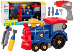 Lokomotywa Do Skręcania Kreskówkowa DIY Granatowa LEAN Toys