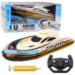 Luksusowy Jacht Łódź Pompowana Zdalnie Sterowana RC Światła LED LEAN Toys