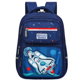 Plecak Szkolny Dziecięcy Pas Piersiowy Granatowy Rakieta Kosmos 20L 41cm LEAN