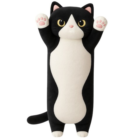Pluszowa Maskotka Kot Poduszka Podłużna Wałek Biało Czarny 70cm LEAN Toys