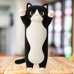 Pluszowa Maskotka Kot Poduszka Podłużna Wałek Biało Czarny 70cm LEAN Toys