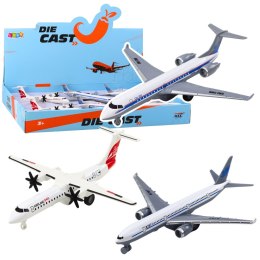 Samolot Pasażerski z Napędem Pull-Back Metalowy Model Biały Mix LEAN TOYS