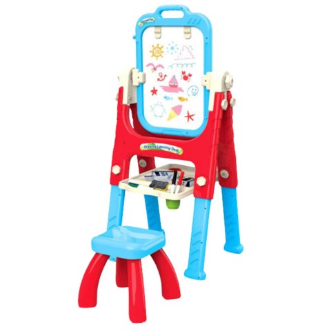 Tablica Edukacyjna 5w1 Z Krzesełkiem Wielofunkcyjna Akcesoria Niebieska LEAN Toys Tablica Edukacyjna 5w1 Z Krzesełkiem Wielofunkcyjna Akcesoria Niebieska LEAN Toys
