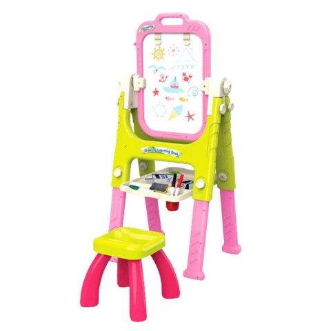 Tablica Edukacyjna 5w1 Z Krzesełkiem Wielofunkcyjna Akcesoria Różowa LEAN Toys Tablica Edukacyjna 5w1 Z Krzesełkiem Wielofunkcyjna Akcesoria Różowa LEAN Toys