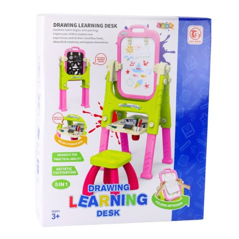 Tablica Edukacyjna 5w1 Z Krzesełkiem Wielofunkcyjna Akcesoria Różowa LEAN Toys Tablica Edukacyjna 5w1 Z Krzesełkiem Wielofunkcyjna Akcesoria Różowa LEAN Toys