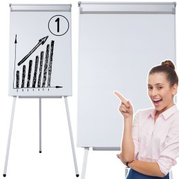 Tablica Magnetyczna Wielofunkcyjna Flipchart Na Trójnogu Biała 70x100cm LEAN