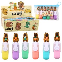 Zestaw Mini Zakreślaczy Kapibara W Etui Kolorowe Pstelowe 6szt LEAN