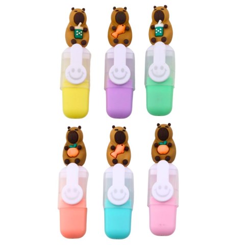 Zestaw Mini Zakreślaczy Kapibara W Etui Kolorowe Pstelowe 6szt LEAN Zestaw Mini Zakreślaczy Kapibara W Etui Kolorowe Pstelowe 6szt LEAN