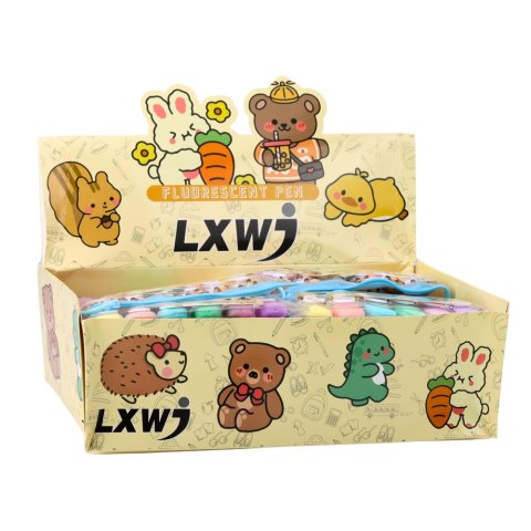 Zestaw Mini Zakreślaczy Kapibara W Etui Kolorowe Pstelowe 6szt LEAN Zestaw Mini Zakreślaczy Kapibara W Etui Kolorowe Pstelowe 6szt LEAN