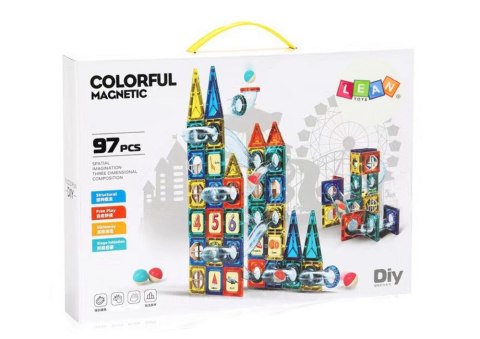 Zestaw Zjeżdżalnia Dla Kulek Klocki Magnetyczne 168 Elementów LEAN Toys Zestaw Zjeżdżalnia Dla Kulek Klocki Magnetyczne 168 Elementów LEAN Toys