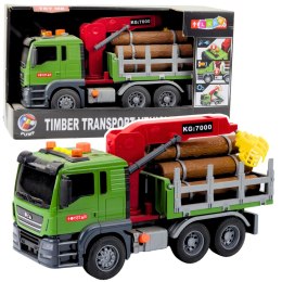 Ciężarówka Transport Drewna Dźwig Bale Drewna Światła Dźwięki LEAN Toys
