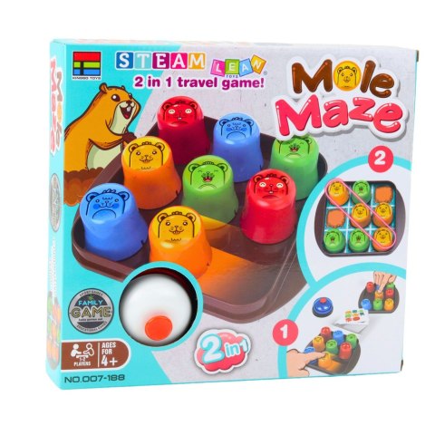 Gra Zręcznościowa 2w1 Mole Maze Szybkie Kubeczki Kółko i Krzyżyk LEAN Toys Gra Zręcznościowa 2w1 Mole Maze Szybkie Kubeczki Kółko i Krzyżyk LEAN Toys