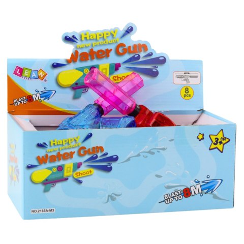 Mały Przeźroczysty Pistolet Na Wodę Zasięg 8m Czerwony Niebieski Mix LEAN Toys Mały Przeźroczysty Pistolet Na Wodę Zasięg 8m Czerwony Niebieski Mix LEAN Toys