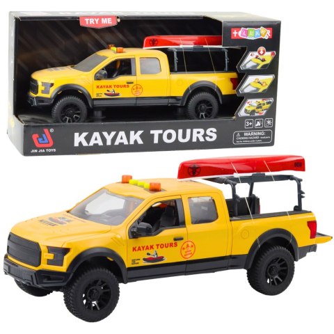 Samochód Terenowy Transport Kajaków Światła Dźwięki Żółty LEAN Toys Samochód Terenowy Transport Kajaków Światła Dźwięki Żółty LEAN Toys