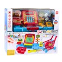 Zestaw Sklepowy Kasa Koszyk Produkty Spożywcze Światła Dźwięki Kolorowy LEAN Toys