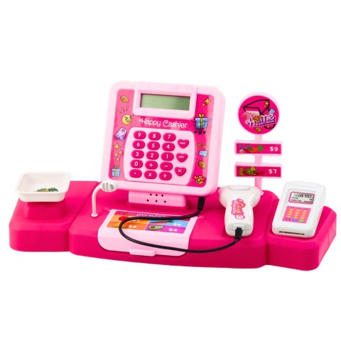 Zestaw Sklepowy Kasa Koszyk Produkty Spożywcze Światła Dźwięki Różowy LEAN Toys Zestaw Sklepowy Kasa Koszyk Produkty Spożywcze Światła Dźwięki Różowy LEAN Toys