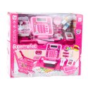 Zestaw Sklepowy Kasa Koszyk Produkty Spożywcze Światła Dźwięki Różowy LEAN Toys