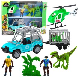 Zestaw Z Dinozaurem Helikopter Samochód Figurki Akcesoria Światła Dźwięki LEAN Toys