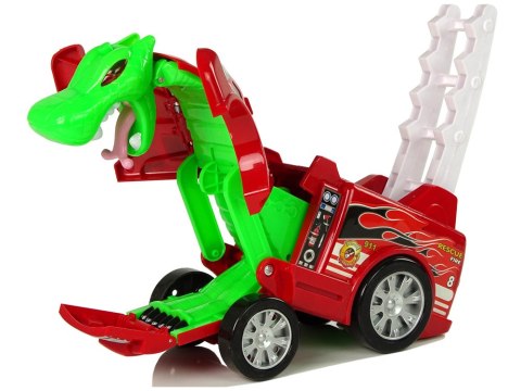 Auto Straż Transformacja Smok 2w1 Wóz Strażacki LEAN Toys Auto Straż Transformacja Smok 2w1 Wóz Strażacki LEAN Toys