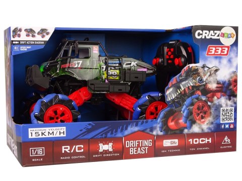 Auto Terenowe Drift Zdalnie Sterowane 1:16 Zielony 2.4G Obrót 360 Stopni LEAN Toys Auto Terenowe Drift Zdalnie Sterowane 1:16 Zielony 2.4G Obrót 360 Stopni LEAN Toys