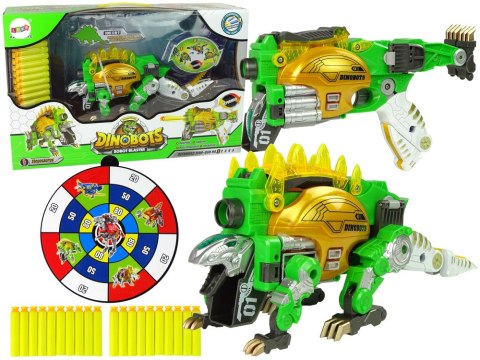 Dinobots 2w1 Dinozaur Pistolet na Strzałki Zielony Stegosaurus Tarcza LEAN Toys Dinobots 2w1 Dinozaur Pistolet na Strzałki Zielony Stegosaurus Tarcza LEAN Toys