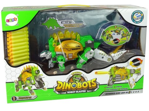 Dinobots 2w1 Dinozaur Pistolet na Strzałki Zielony Stegosaurus Tarcza LEAN Toys Dinobots 2w1 Dinozaur Pistolet na Strzałki Zielony Stegosaurus Tarcza LEAN Toys