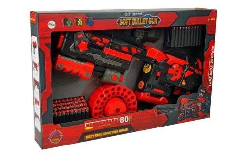 Duży Karabin na Piankowe Naboje Obrotowy Magazynek 80 naboi 59cm LEAN Toys Duży Karabin na Piankowe Naboje Obrotowy Magazynek 80 naboi 59cm LEAN Toys