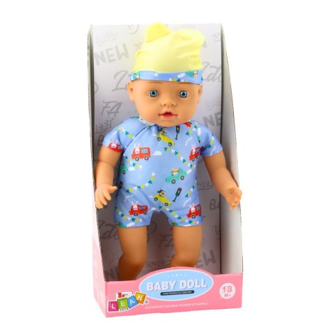 Lalka Bobas Niebieskie Ubranko z Wzorami Czapeczka z Uszami 31cm LEAN Toys Lalka Bobas Niebieskie Ubranko z Wzorami Czapeczka z Uszami 31cm LEAN Toys