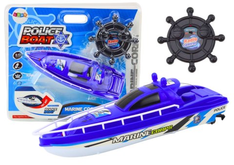 Łódź Policyjna Zdalnie Sterowana RC Niebieska Pilot 27MHz LEAN Toys Łódź Policyjna Zdalnie Sterowana RC Niebieska Pilot 27MHz LEAN Toys