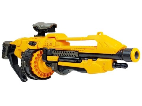 Pistolet Na Baterie Piankowe Naboje 82 cm Obrotowy Magazynek Żółty LEAN Toys Pistolet Na Baterie Piankowe Naboje 82 cm Obrotowy Magazynek Żółty LEAN Toys