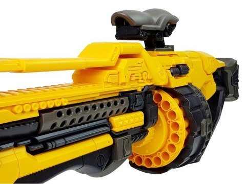 Pistolet Na Baterie Piankowe Naboje 82 cm Obrotowy Magazynek Żółty LEAN Toys Pistolet Na Baterie Piankowe Naboje 82 cm Obrotowy Magazynek Żółty LEAN Toys