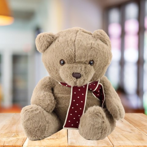 Pluszowa Maskotka Przytulanka Duży Miś Z Szalikiem Jasnobrązowy 45cm LEAN Toys Pluszowa Maskotka Przytulanka Duży Miś Z Szalikiem Jasnobrązowy 45cm LEAN Toys
