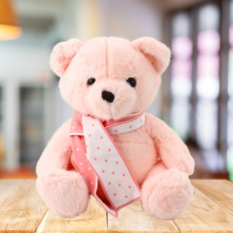 Pluszowa Maskotka Przytulanka Miś Z Szalikiem Różowy 35cm LEAN Toys Pluszowa Maskotka Przytulanka Miś Z Szalikiem Różowy 35cm LEAN Toys