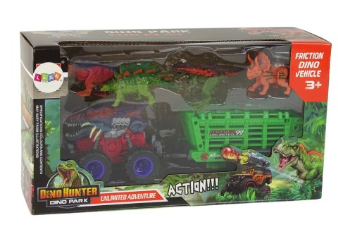 Pojazd z Motywem Dinozaura Przyczepa 4 Sztuki Dinozaurów LEAN Toys Pojazd z Motywem Dinozaura Przyczepa 4 Sztuki Dinozaurów LEAN Toys