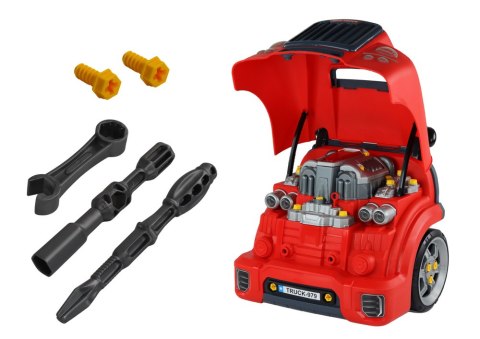 Silnik Ciężarówka Do Rozkręcania Zestaw Majsterkowicza Czerwony Warsztat LEAN Toys Silnik Ciężarówka Do Rozkręcania Zestaw Majsterkowicza Czerwony Warsztat LEAN Toys