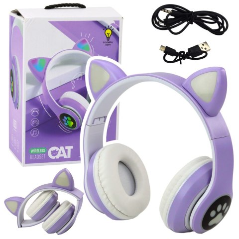 Słuchawki Bezprzewodowe Dla Dzieci Nauszne Bluetooth Kocie Uszy Fioletowe LEAN Toys Słuchawki Bezprzewodowe Dla Dzieci Nauszne Bluetooth Kocie Uszy Fioletowe LEAN Toys