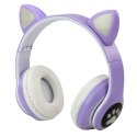 Słuchawki Bezprzewodowe Dla Dzieci Nauszne Bluetooth Kocie Uszy Fioletowe LEAN Toys