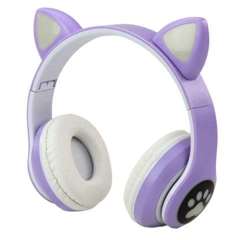Słuchawki Bezprzewodowe Dla Dzieci Nauszne Bluetooth Kocie Uszy Fioletowe LEAN Toys Słuchawki Bezprzewodowe Dla Dzieci Nauszne Bluetooth Kocie Uszy Fioletowe LEAN Toys