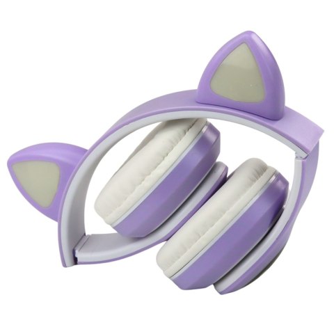 Słuchawki Bezprzewodowe Dla Dzieci Nauszne Bluetooth Kocie Uszy Fioletowe LEAN Toys Słuchawki Bezprzewodowe Dla Dzieci Nauszne Bluetooth Kocie Uszy Fioletowe LEAN Toys