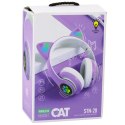 Słuchawki Bezprzewodowe Dla Dzieci Nauszne Bluetooth Kocie Uszy Fioletowe LEAN Toys
